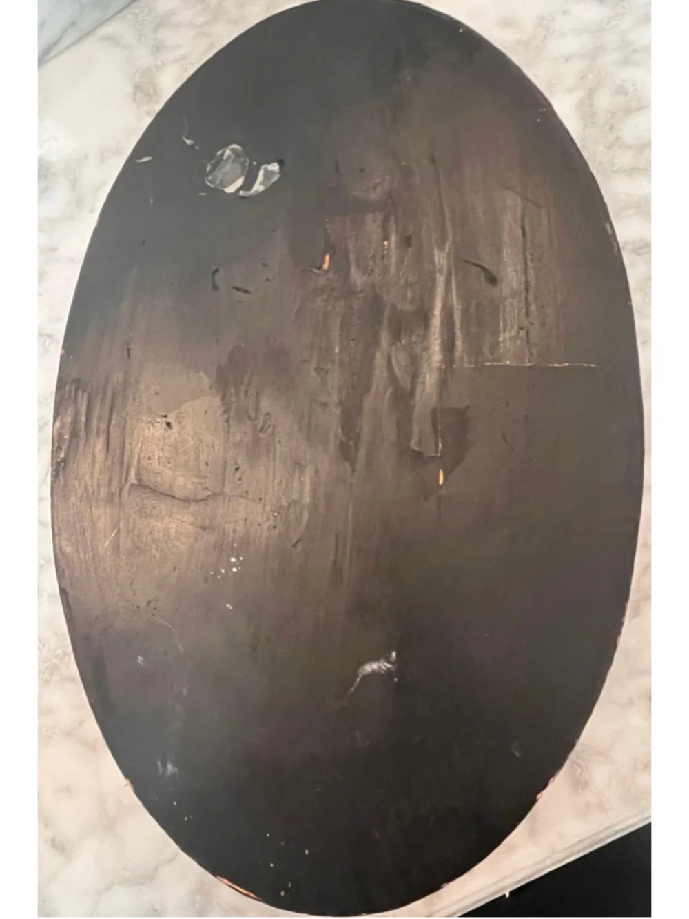 Vintage Hand Painted Wooden Floral Serving Tray Oval Black Toleware Style